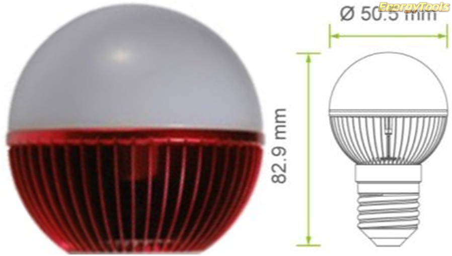 Rode Led kogel E27 G19 220V 7W 140Lm 180° Epistar  - kogellampen