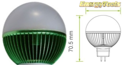 Led kogel GU5.3 G19 12V 3W groen 200Lm 180° Luxeon Rebel - led kogellampen