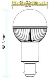 G19 BA15D led kogellamp 12V Cree XT-E 7W 2200K warm 180° 500Lm
