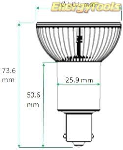 MR16 BA15S led spotje 12V Cree XT-E 7W koud wit 135° 780Lm