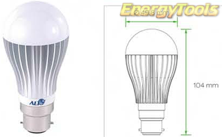 Led Peer B22D bajonet A19 230V Dimbaar 7W koud wit 220Lm 180° Seoul - led peertjes